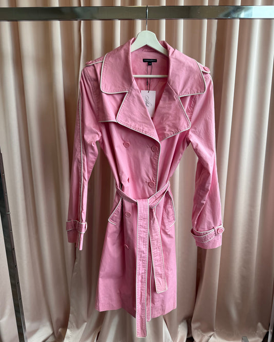 2000's Atmosphere Pink & White Trench Coat