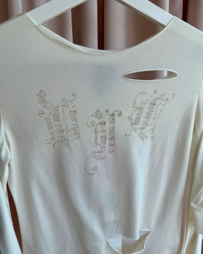 Versace Jeans Couture Deadstock Cut Out Cream Long Sleeve Top