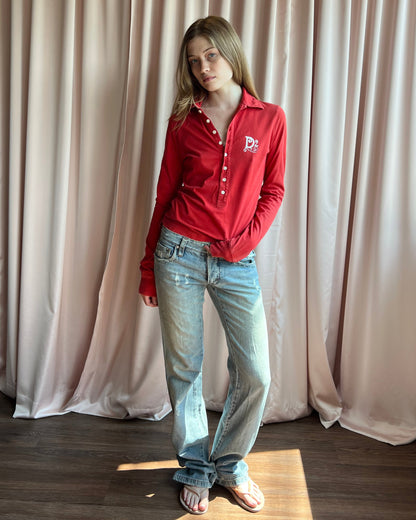 Dsquared² F/W 2004 Low Rise Light Wash Distressed Denim