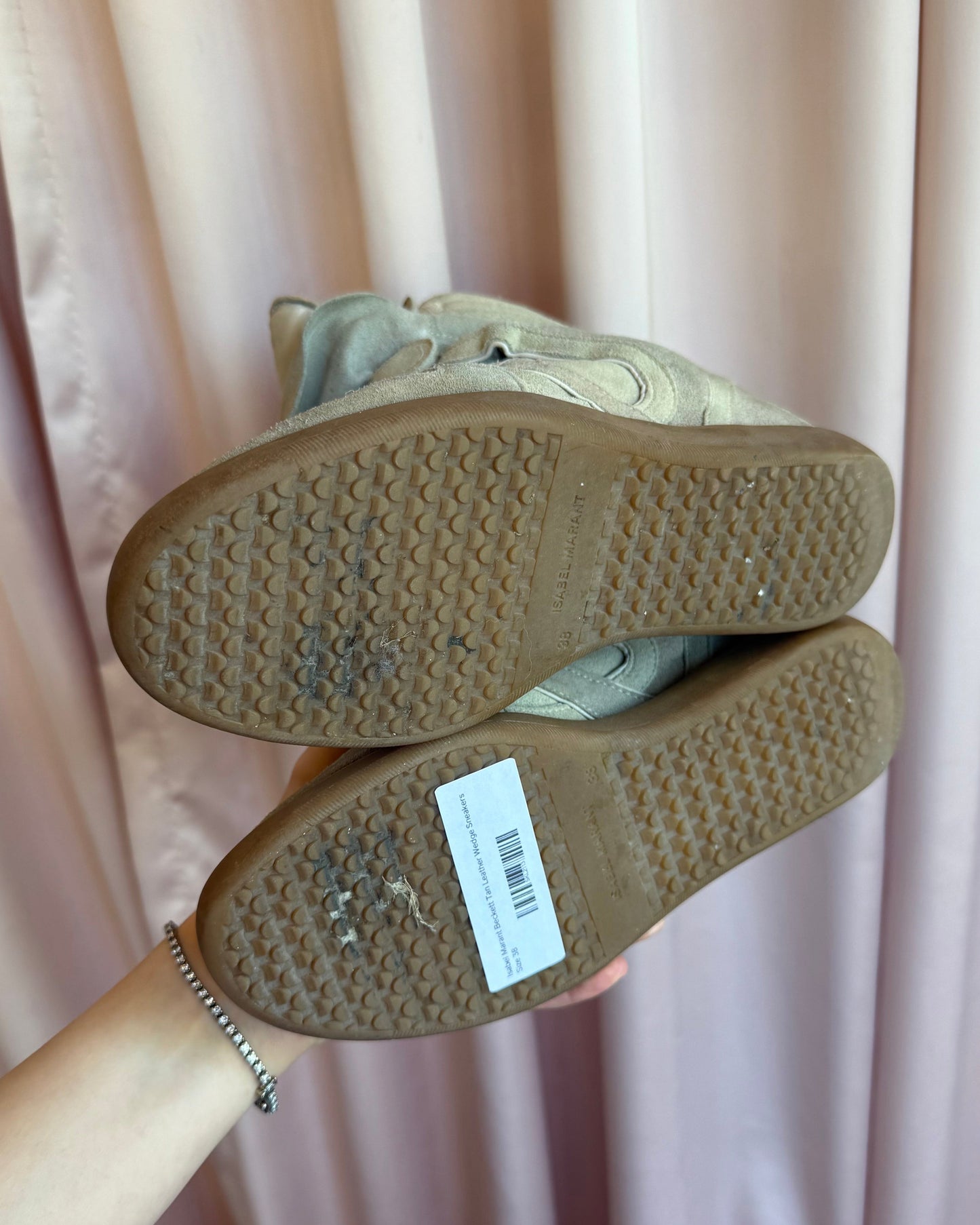 Isabel Marant Bekett Tan Leather Wedge Sneakers