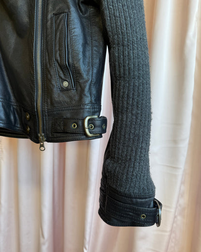 Japanese Brand Raccoon Fur Collar Sheepskin Leather Jacket