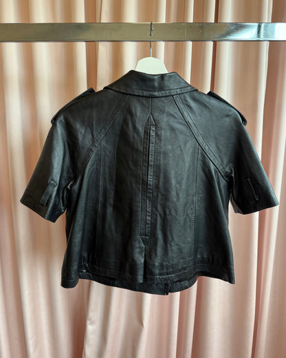 Bebe Black Genuine Leather Short Sleeve Peacoat