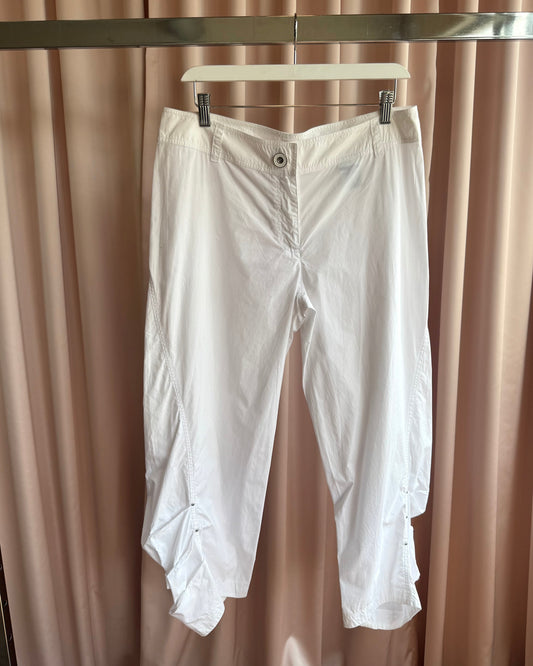 Cop Copine White Cotton Cropped Darted Knee Pants