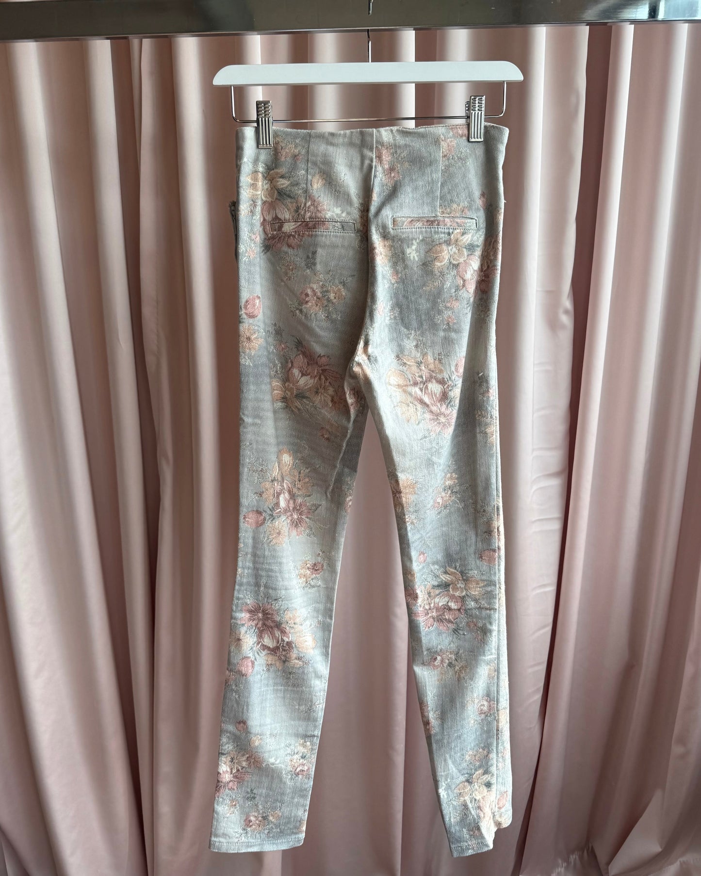 Japanese Brand Floral Tapestry Print Stretch Skinny Pants