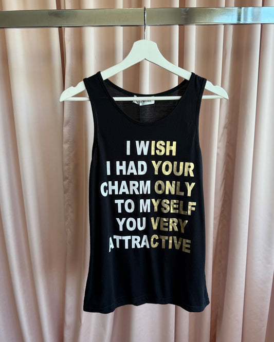 Japanese Brand "Charm" Text Graphic Tank Top