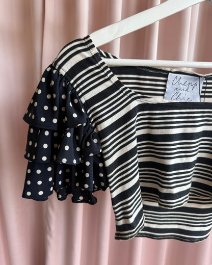 Moschino Cheap & Chic Striped & Polka Dot Cropped Top