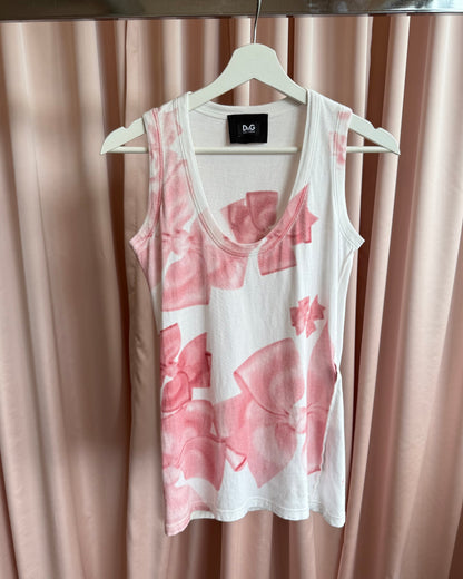 D&G White & Pink Bow Print Tank Top