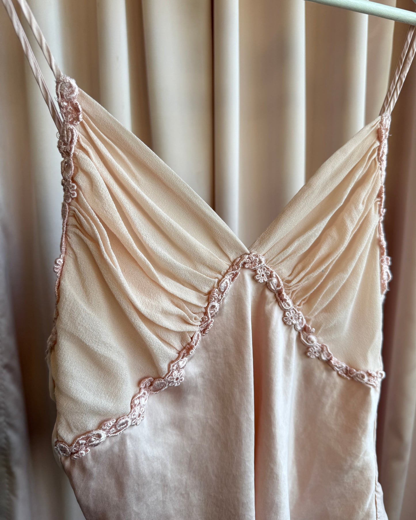 Victoria's Secret 1987 Soft Pink Silk Lace Trim Tank Top
