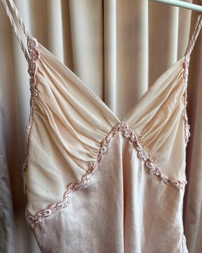 Victoria's Secret 1987 Soft Pink Silk Lace Trim Tank Top