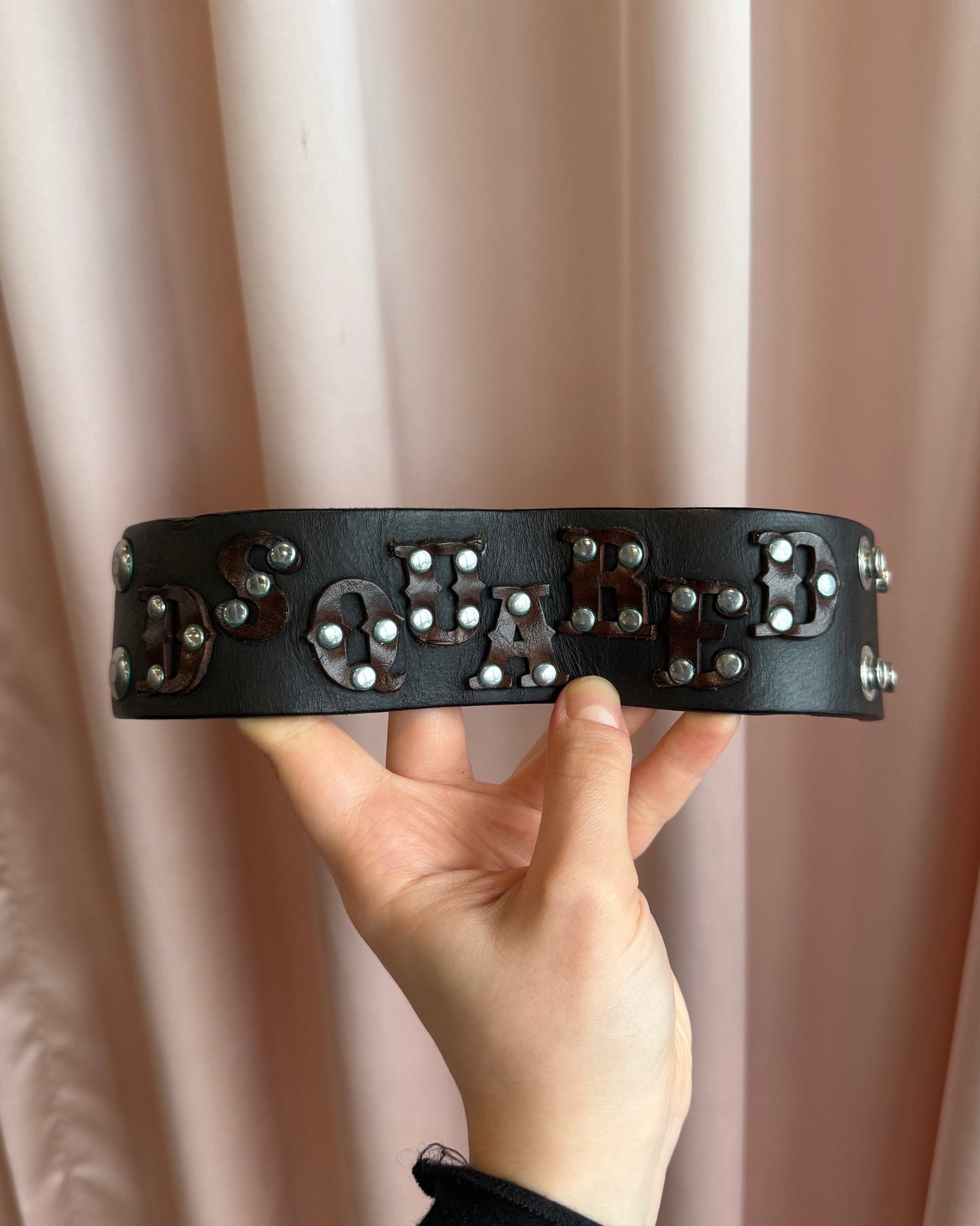 Dsquared² Studded Black & Brown Leather Bangle Bracelet