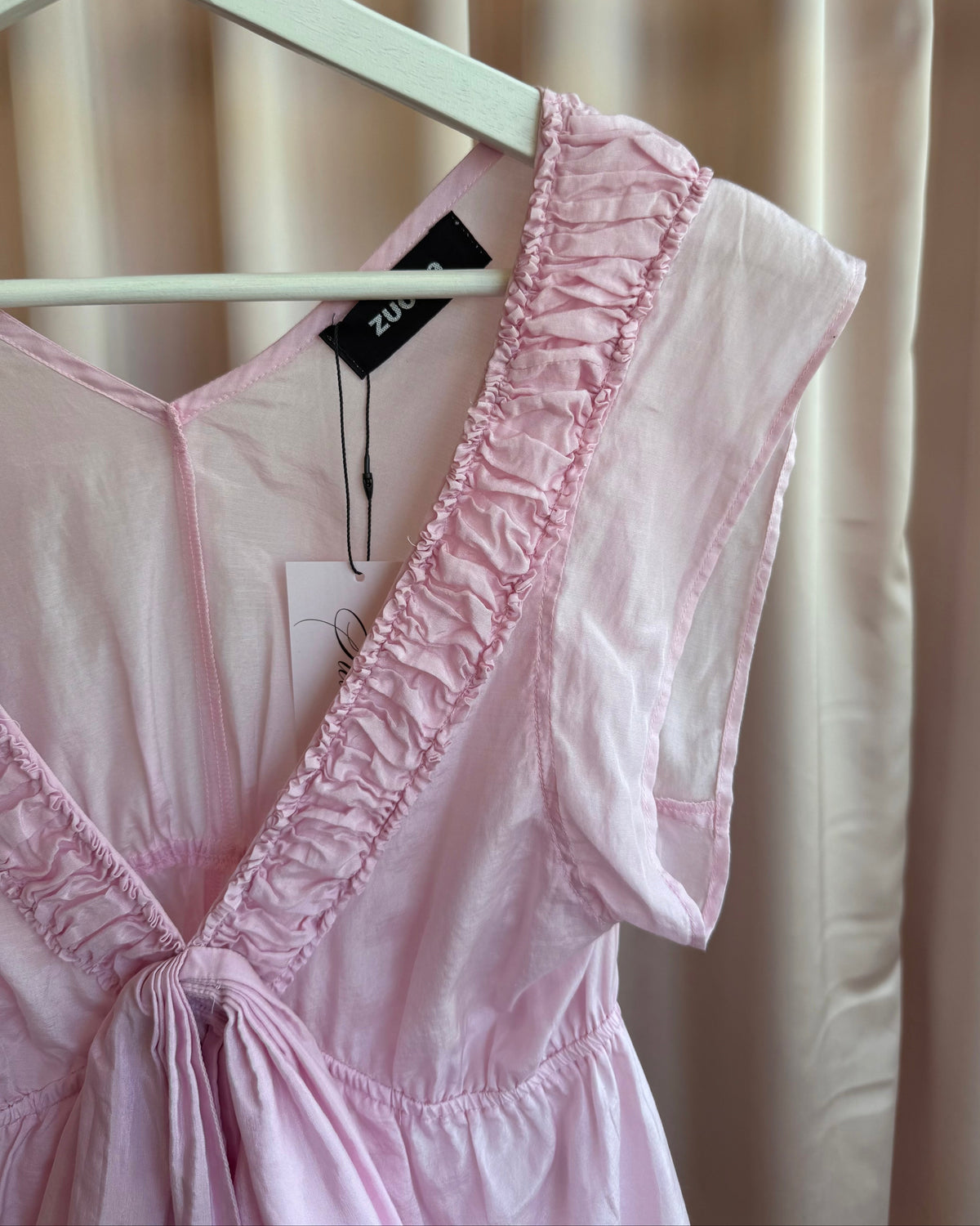 Zucca Pink Silk Cotton Blend Sleeveless Bow Blouse
