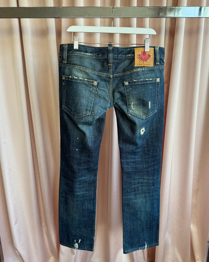 Dsquared² S/S 2007 Distressed Faded Ultra Low Rise Dark Wash Denim