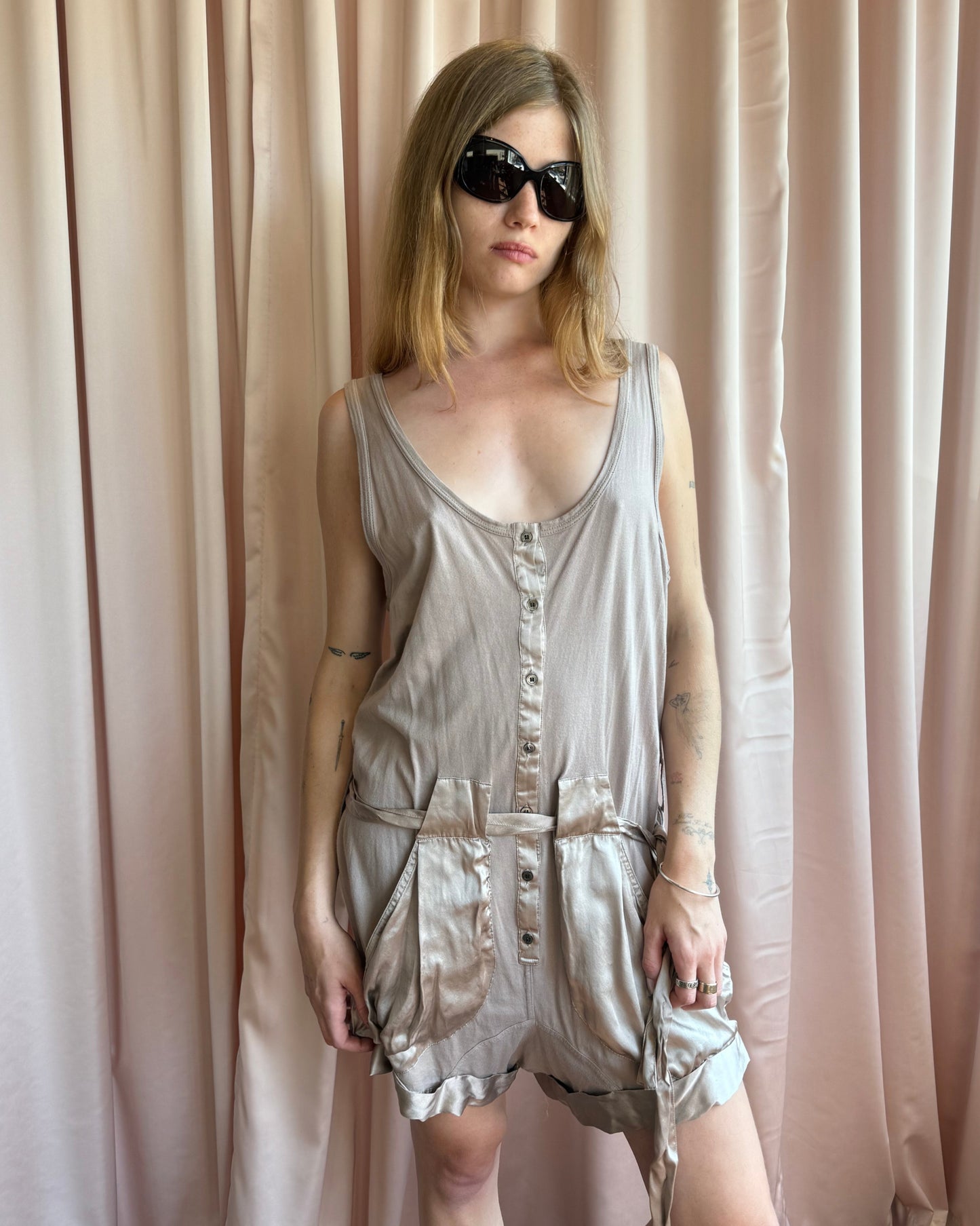 Tsumori Chisato Silk & Cotton Button Up Romper