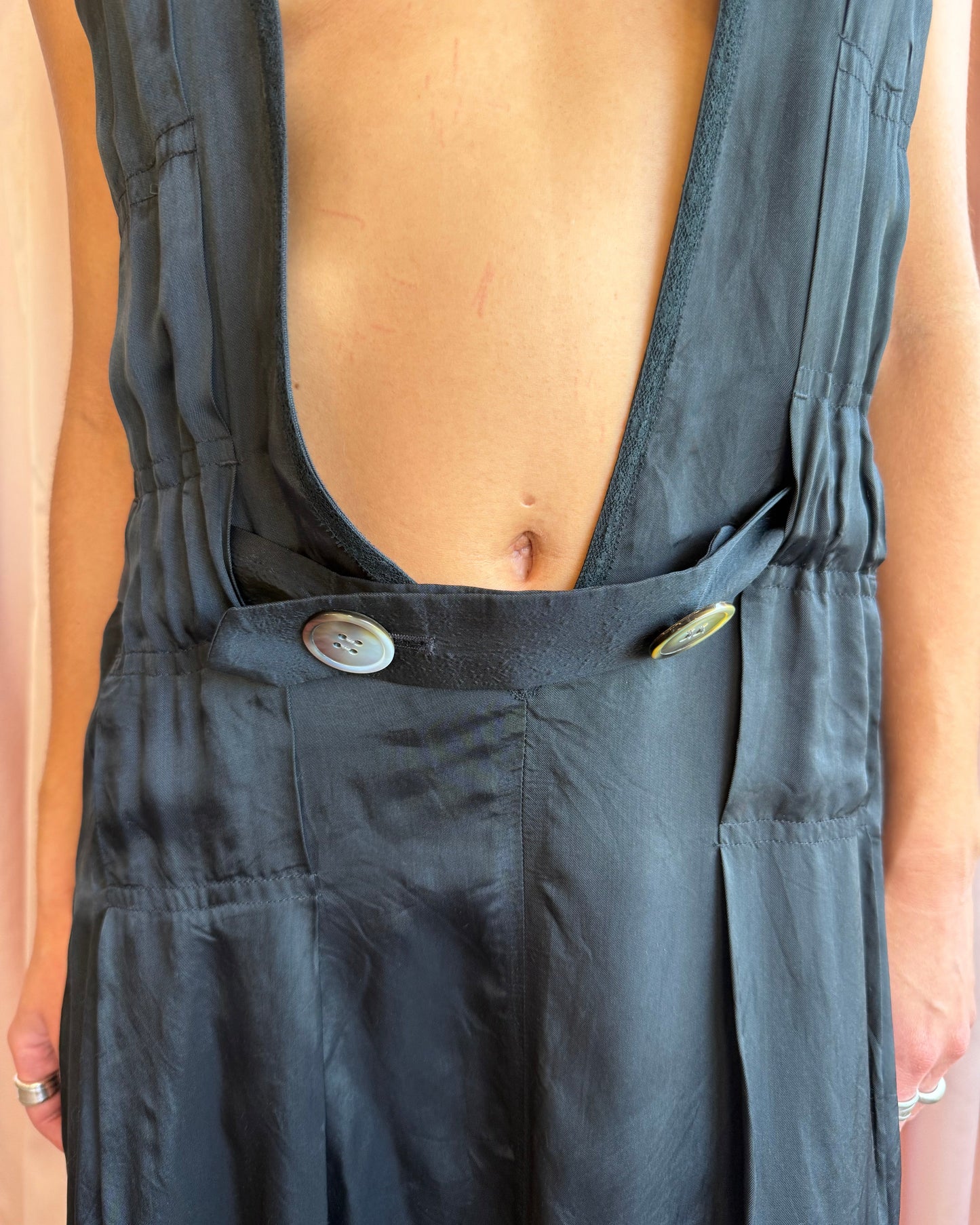 Tsumori Chisato Black Sleeveless Ultra Low Cut Belted Dress