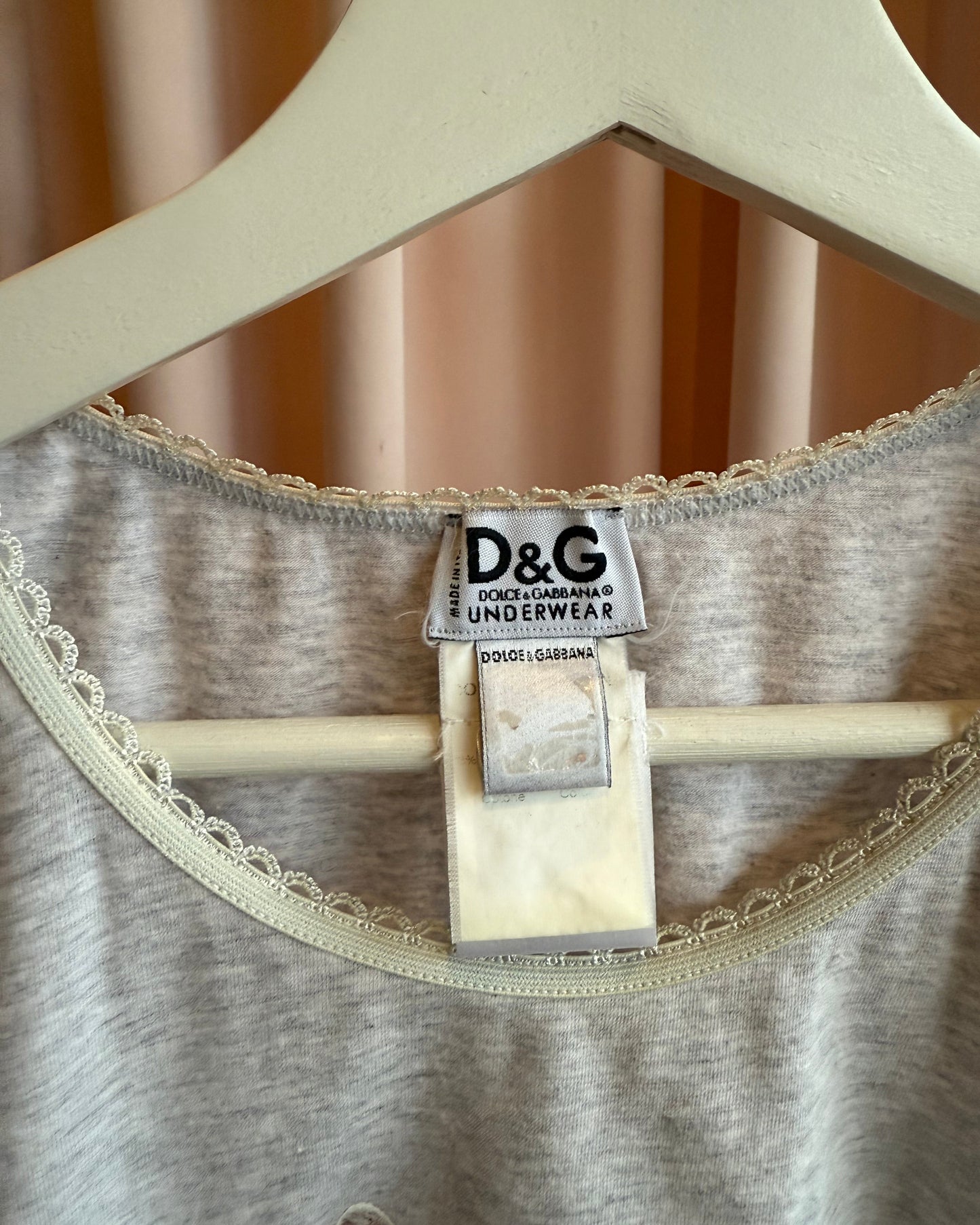 D&G Underwear 2000's Kitty Print Grey T-Shirt