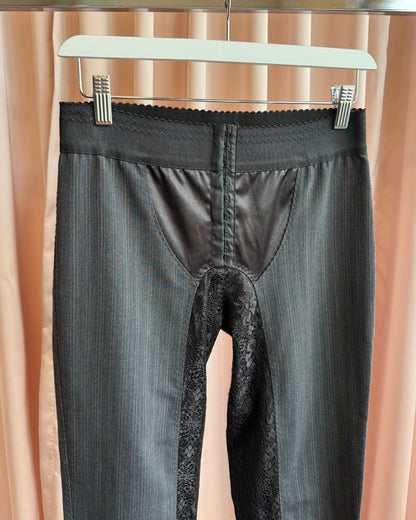 D&G F/W 2003 Pinstripe & Lace Panelled Slim Cut Trousers