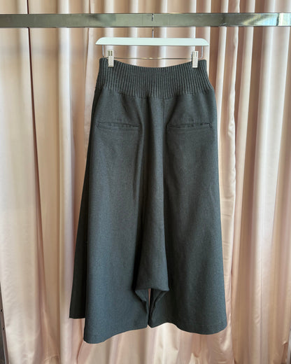 Zucca Grey Rib Knit Waist Sarouel Wide Leg Trousers