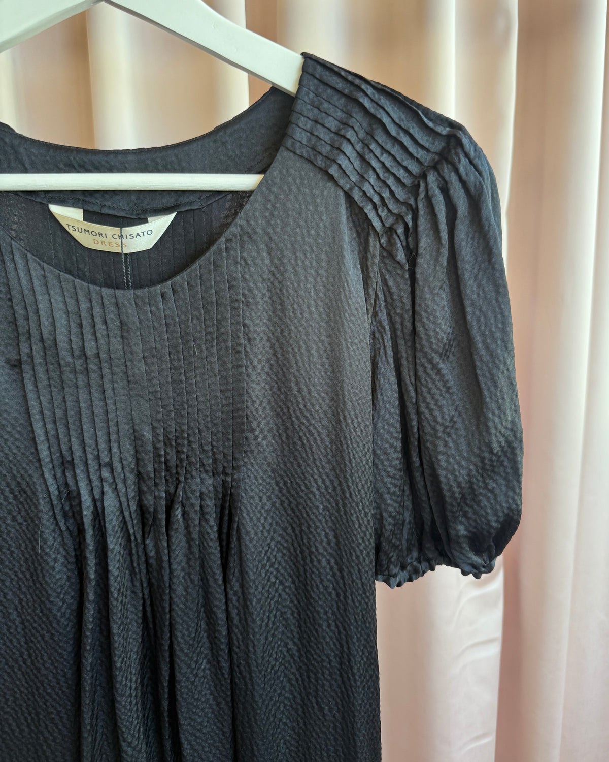 Tsumori Chisato Black 100% Silk Puff Sleeve Dress