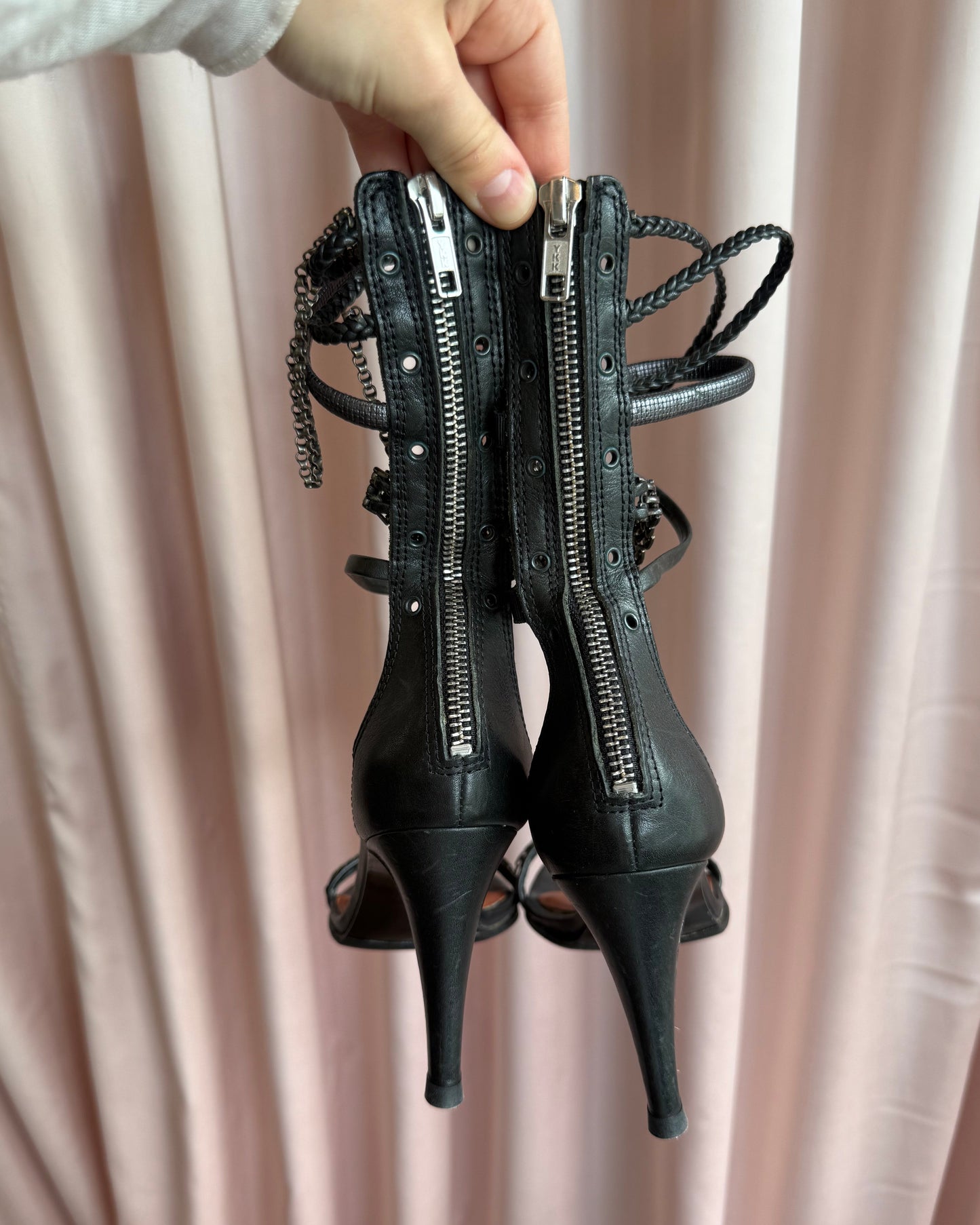 Isabel Marant Black Leather Chain Strap Heels