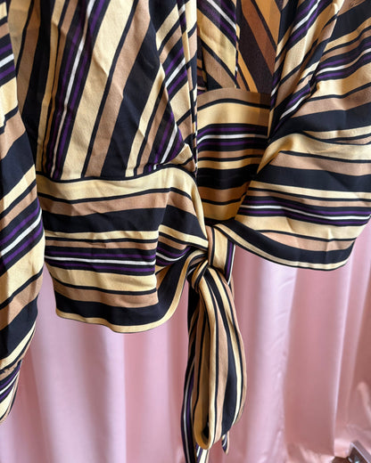 Gucci F/W 2006 by Frida Giannini Striped Silk Low Cut Tie Blouse