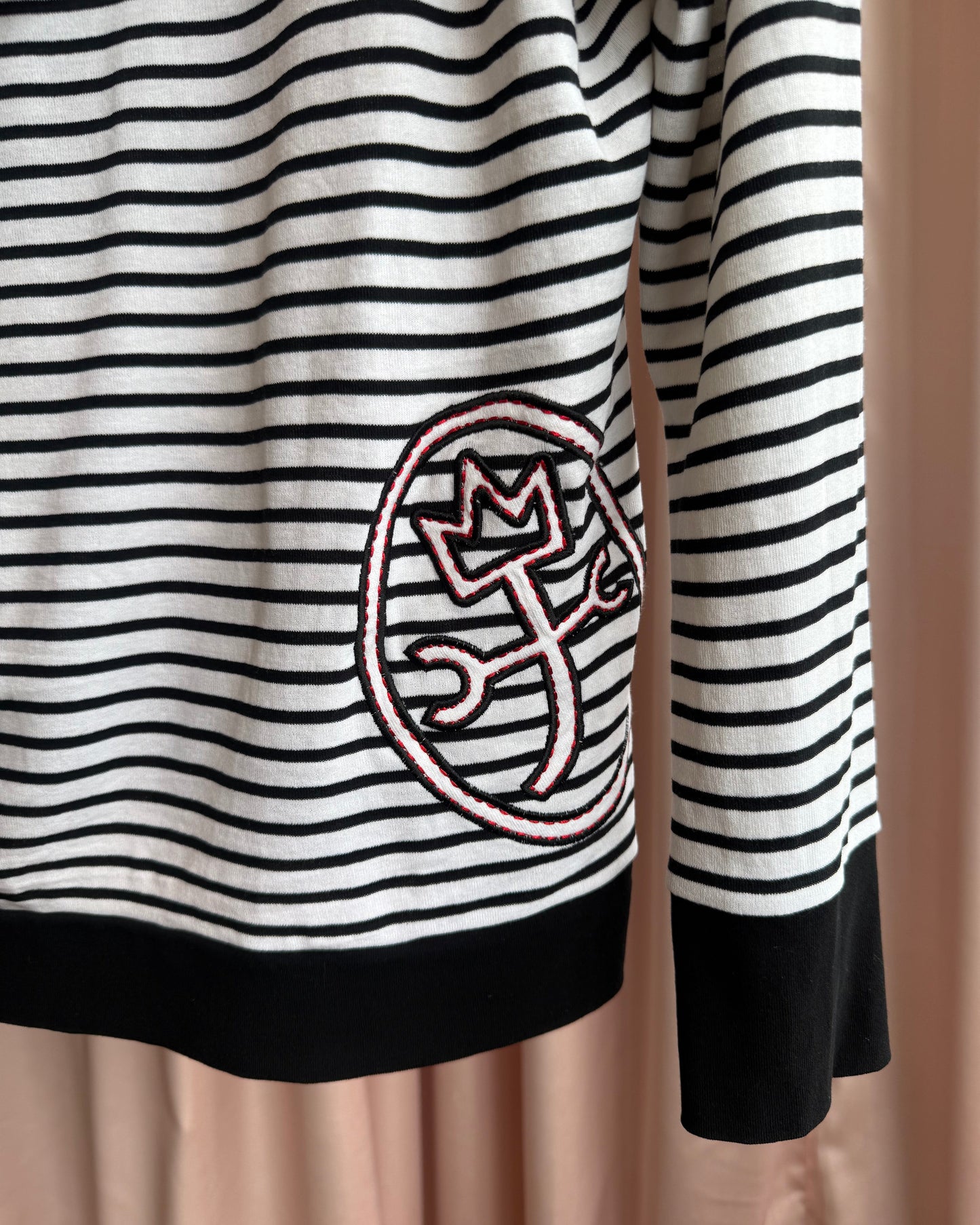 Castelbajac Sport Black & White Striped Henley Hoodie