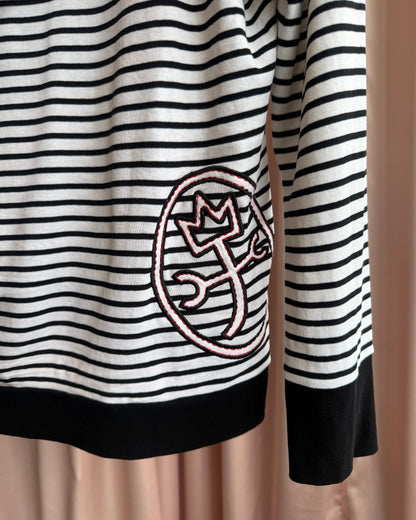 Castelbajac Sport Black & White Striped Henley Hoodie