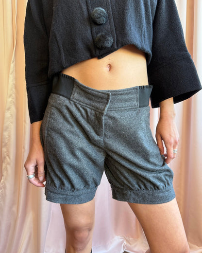 D&G Grey Wool Blend Bubble Shorts