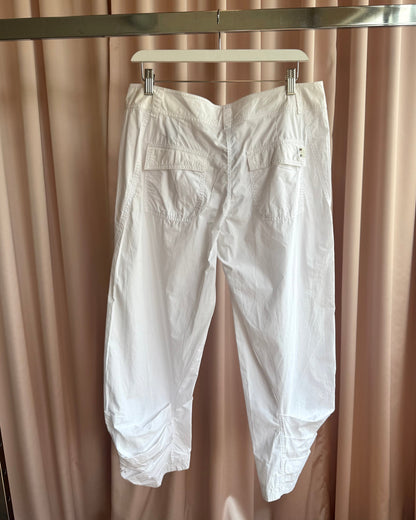 Cop Copine White Cotton Cropped Darted Knee Pants