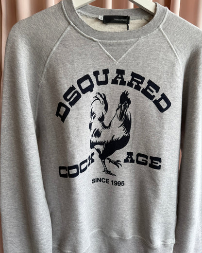 Dsquared² S/S 2006 "Cock Age" Graphic Grey Crewneck Sweatshirt