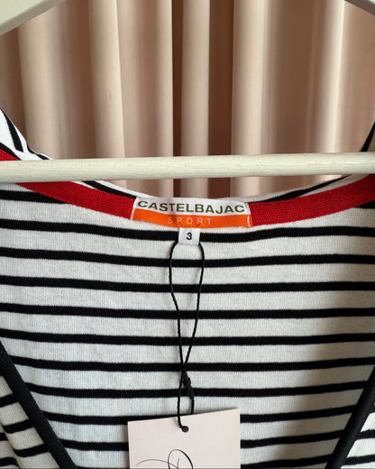 Castelbajac Sport Black & White Striped Henley Hoodie