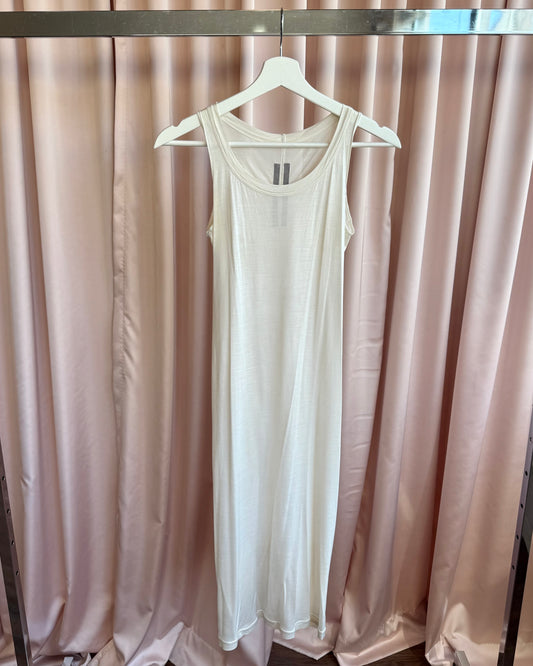 Rick Owens S/S 18 Dirt Chalk White Silk Tank Dress