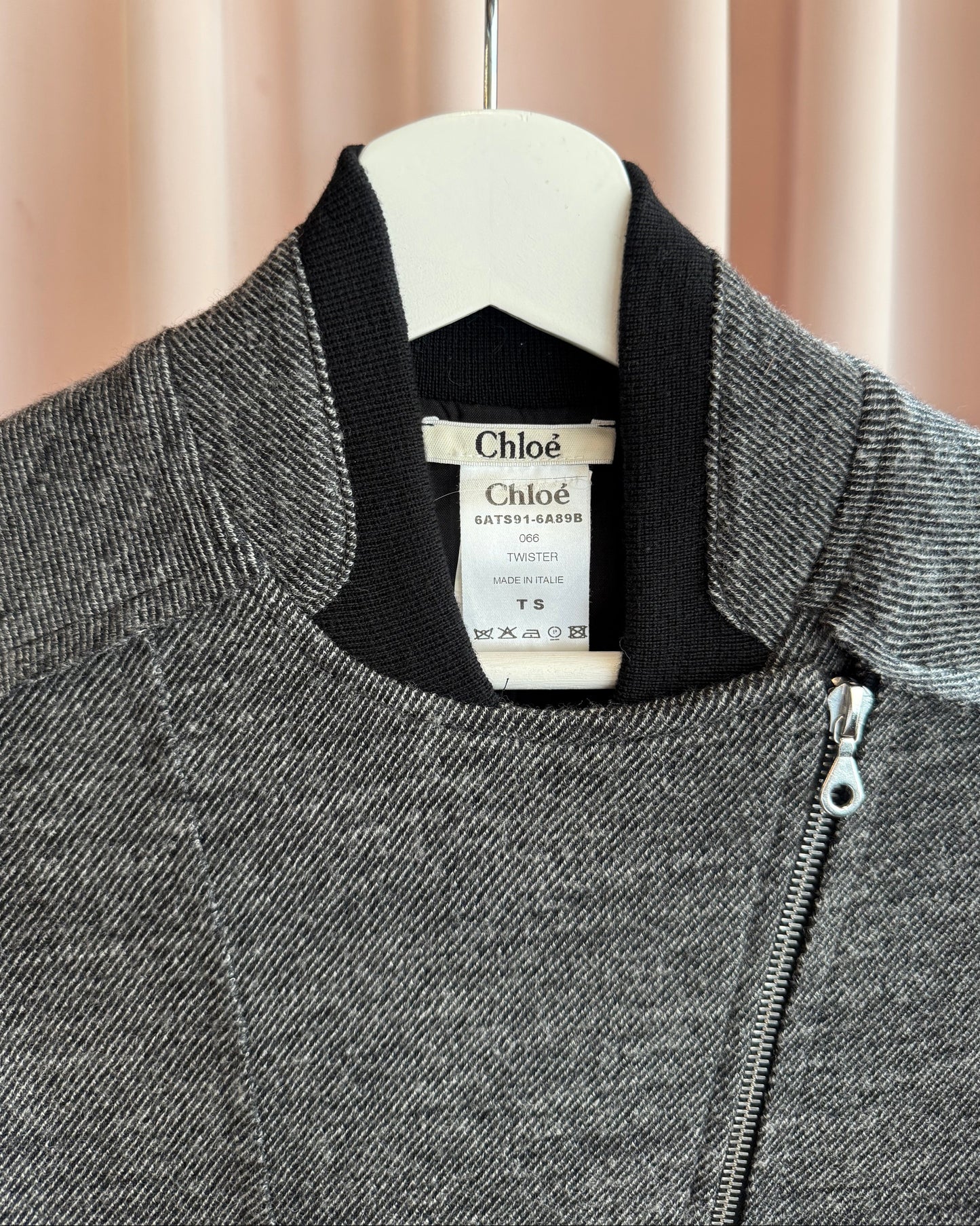 Chloé F/W 2006 by Phoebe Philo Asymmetrical Moto Zip Tweed Jacket