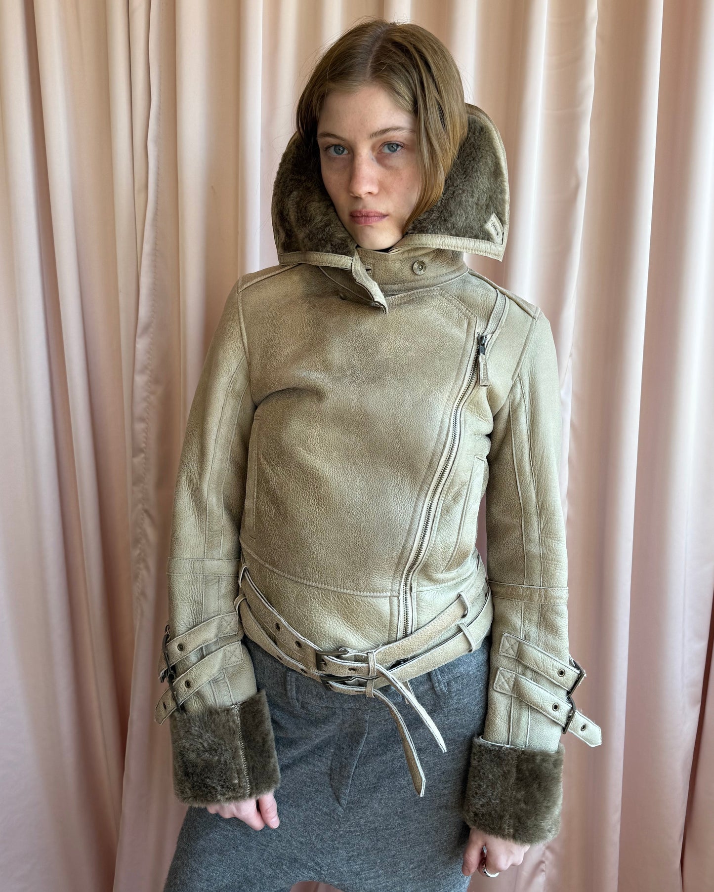 Japanese Brand Belted Shearling Jacket