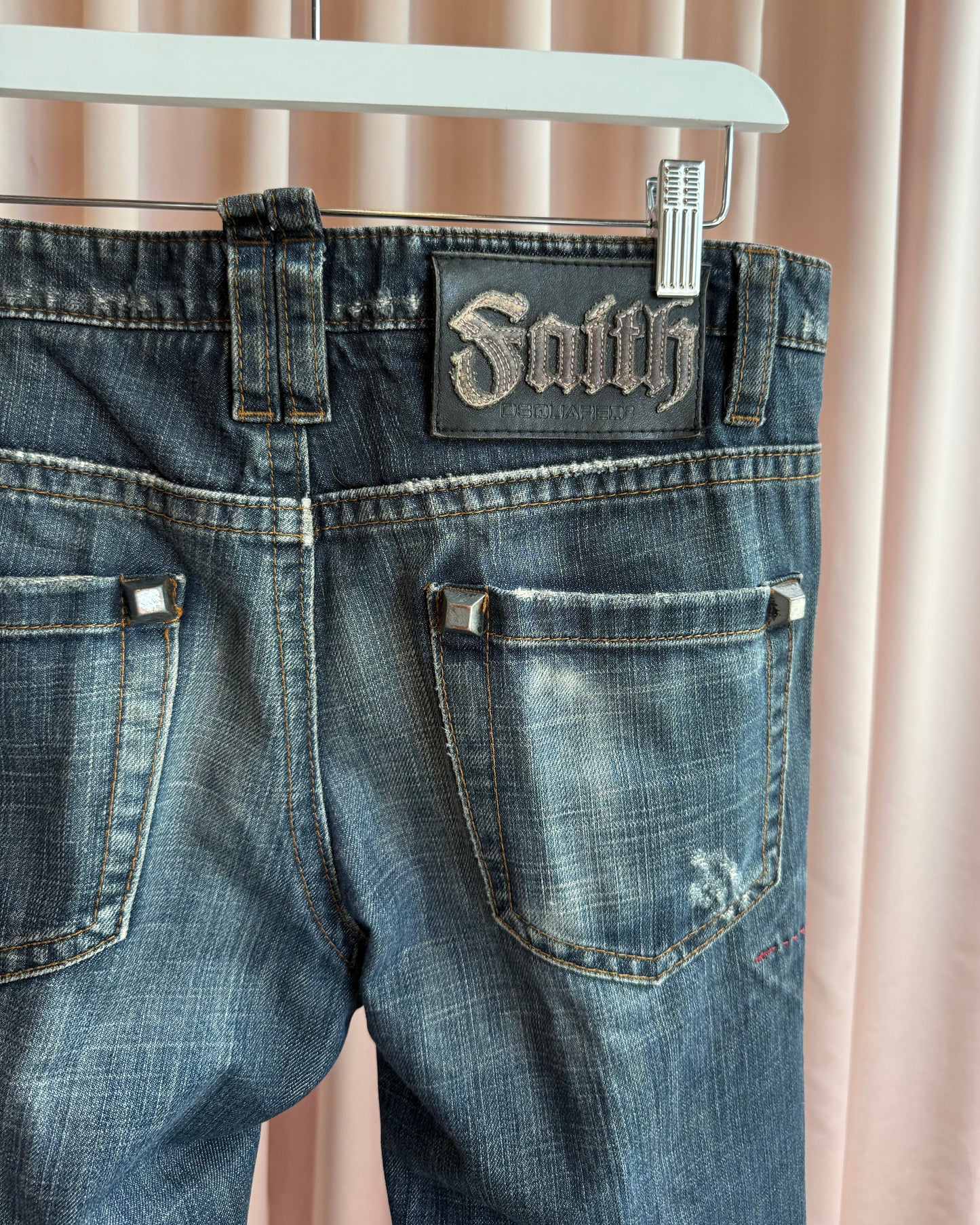 Dsquared² F/W 2005 Distressed Studded "Faith" Patch Denim