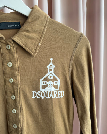 Dsquared² F/W 2005 "Son of a Preacher Man" Tan Long Sleeve Polo Shirt