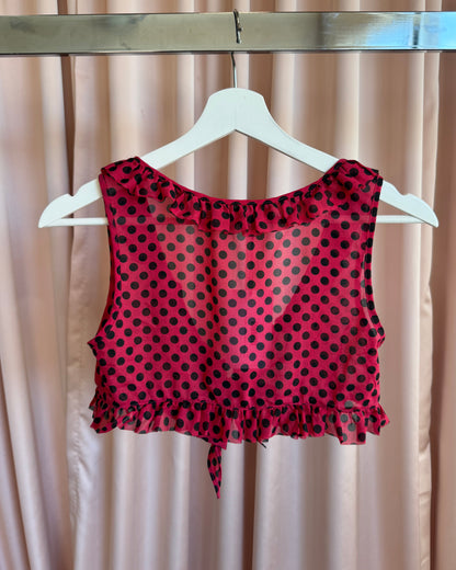 Chantal Thomass Red & Black Polka Dot Tie Top