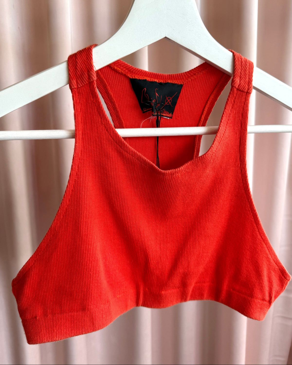 Plein Sud Ribbed Orange Ultra Cropped Tank Top