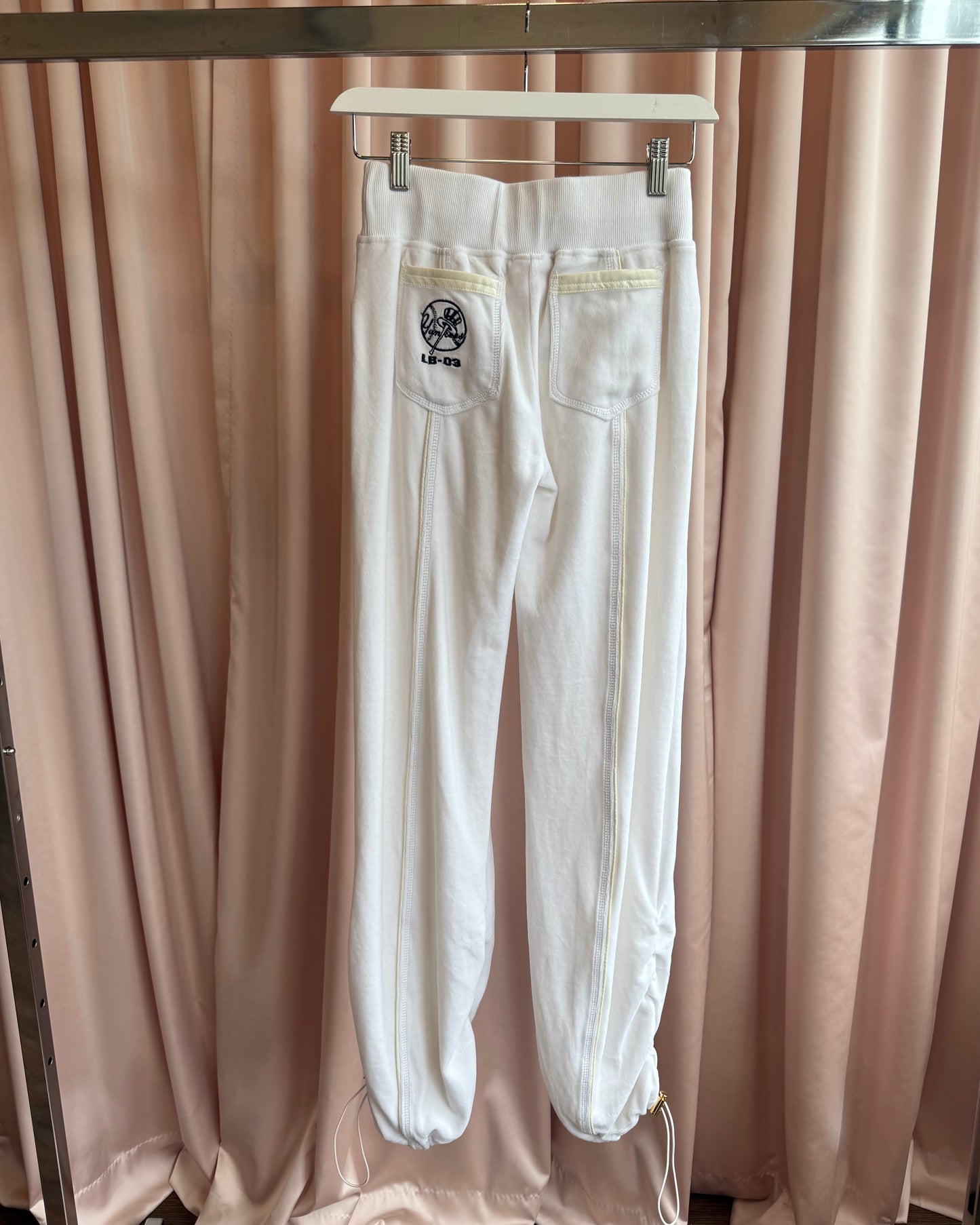 Japanese Brand x MLB NY Yankees White Velour Track Pants