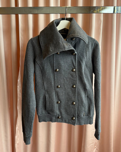 Kismet Grey Sweat Material Funnel Neck Peacoat