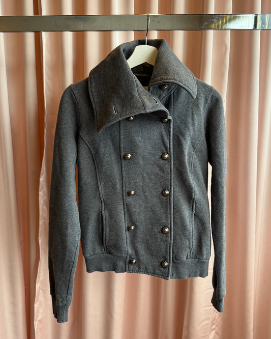 Kismet Grey Sweat Material Funnel Neck Peacoat