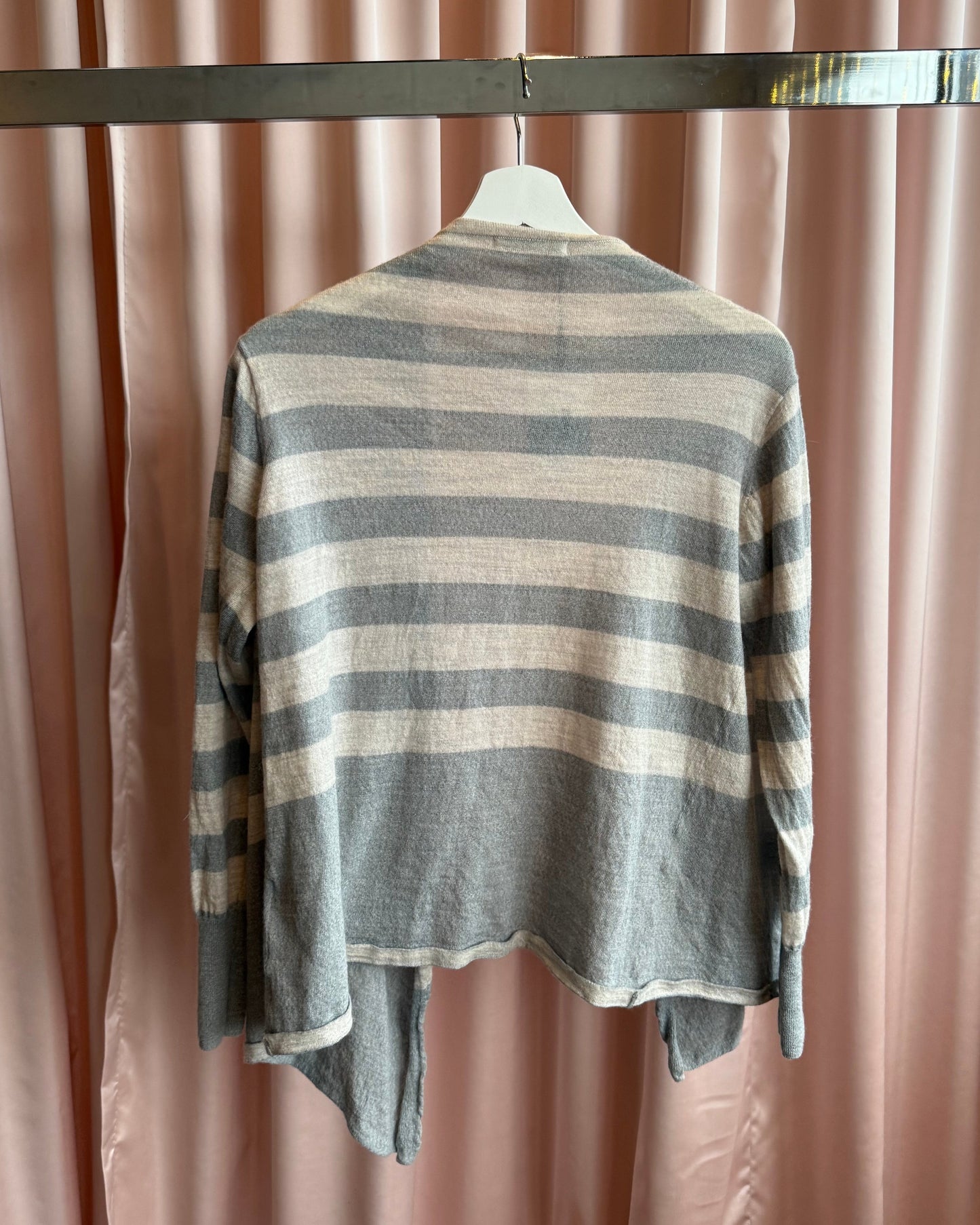 Tsumori Chisato Striped Grey Wool Open Cardigan