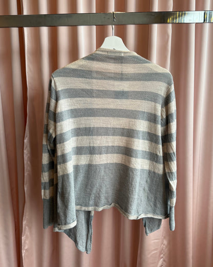 Tsumori Chisato Striped Grey Wool Open Cardigan
