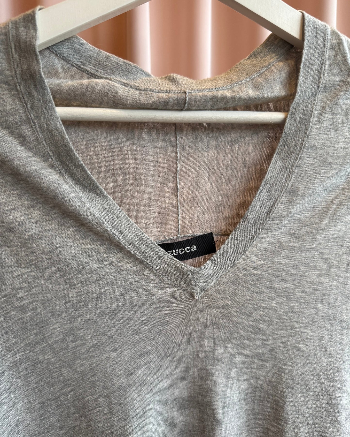Zucca Grey V-Neck Thin Cotton Knit Top