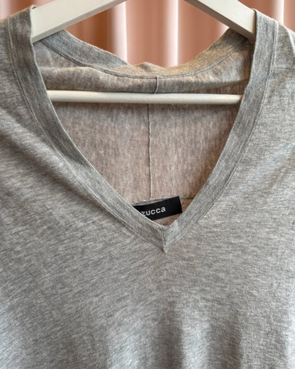 Zucca Grey V-Neck Thin Cotton Knit Top