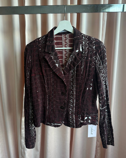 Tsumori Chisato Burgundy Dyed Broderie Anglaise Blouse