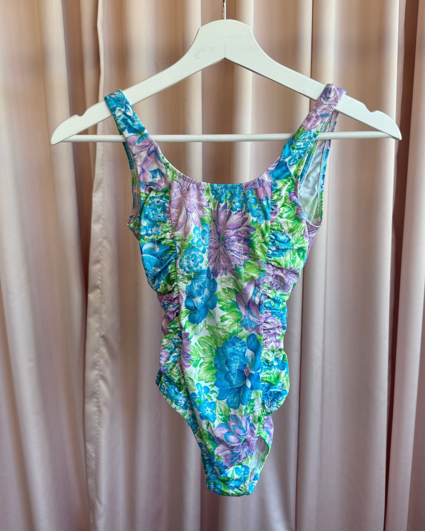 Floral Print Low Cut Bow Back One Piece Swimsuit