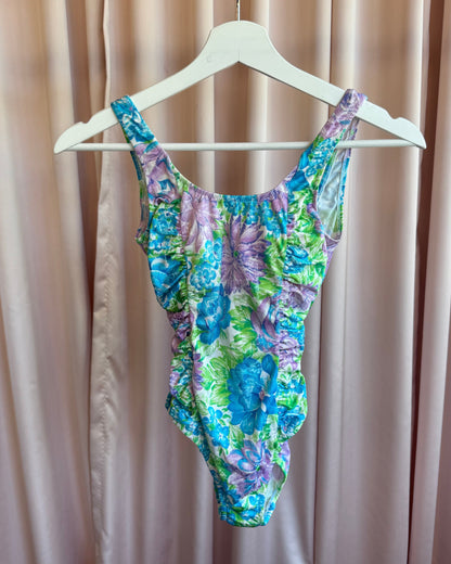 Floral Print Low Cut Bow Back One Piece Swimsuit