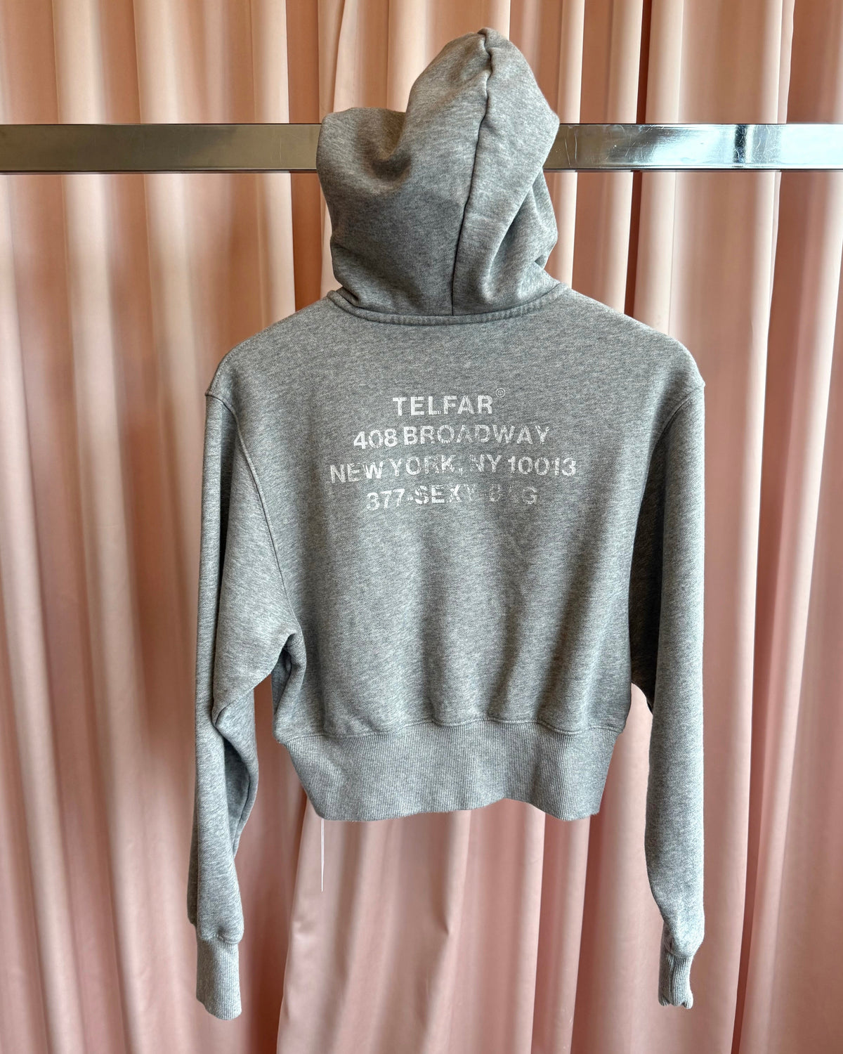 Telfar Heather Grey Crop Canal Zip Up Hoodie