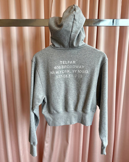 Telfar Heather Grey Crop Canal Zip Up Hoodie