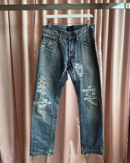 Dolce & Gabbana Distressed Mid Wash Denim
